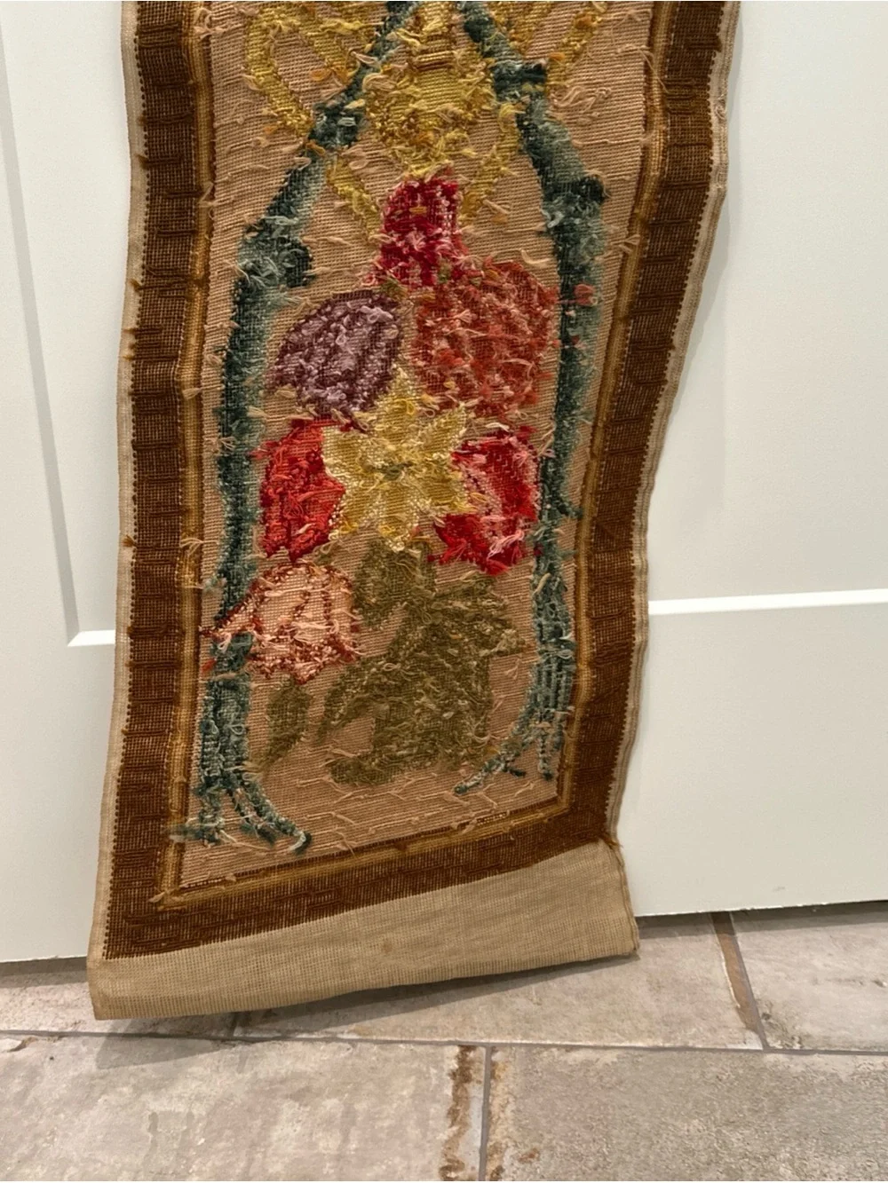 VTG Large Long Needlepoint Wall Hanging Tapestry Panel Banner
